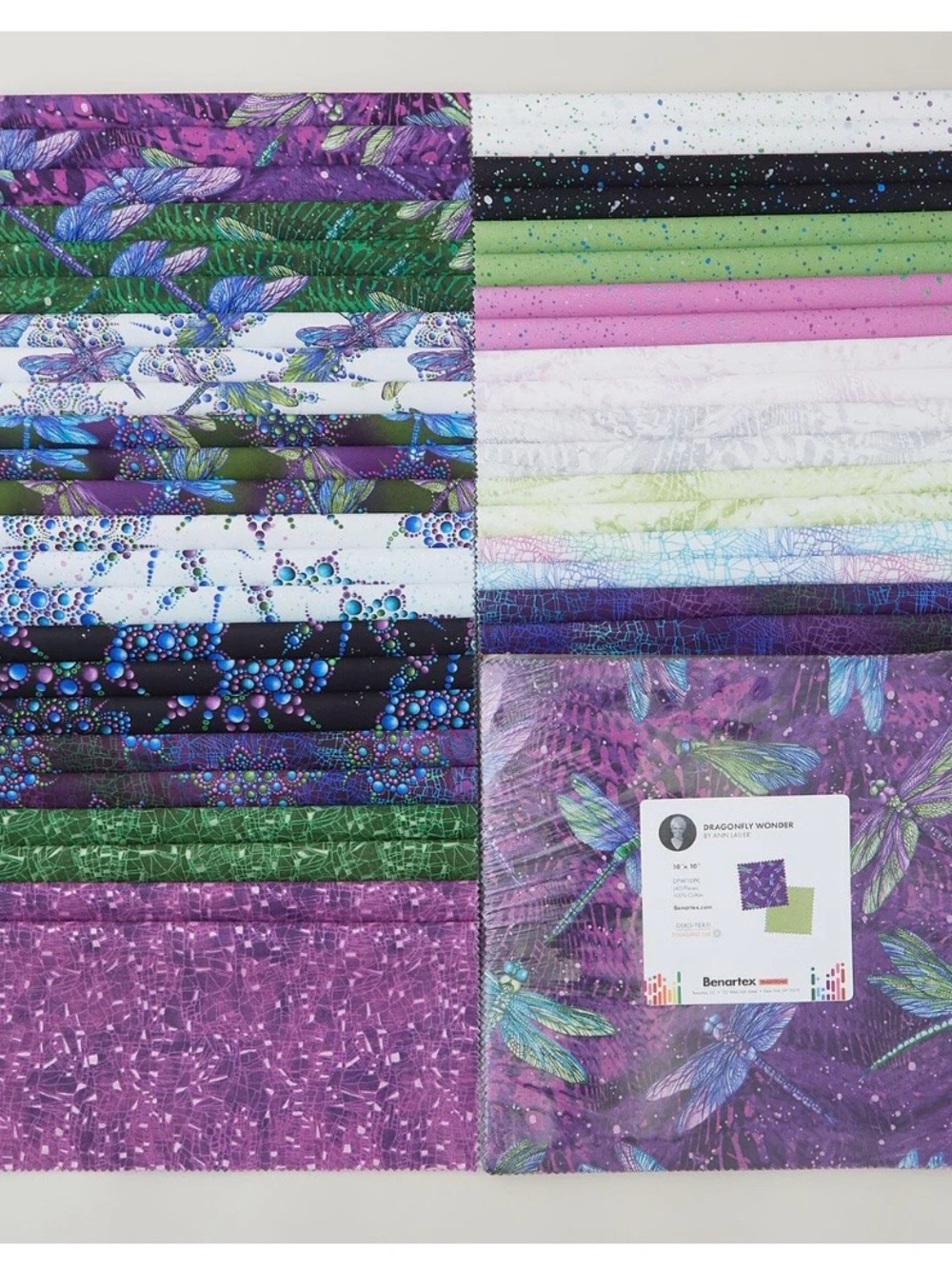Dragonfly Wonder cotton layer cake 10” squares digitally printed by Benartex